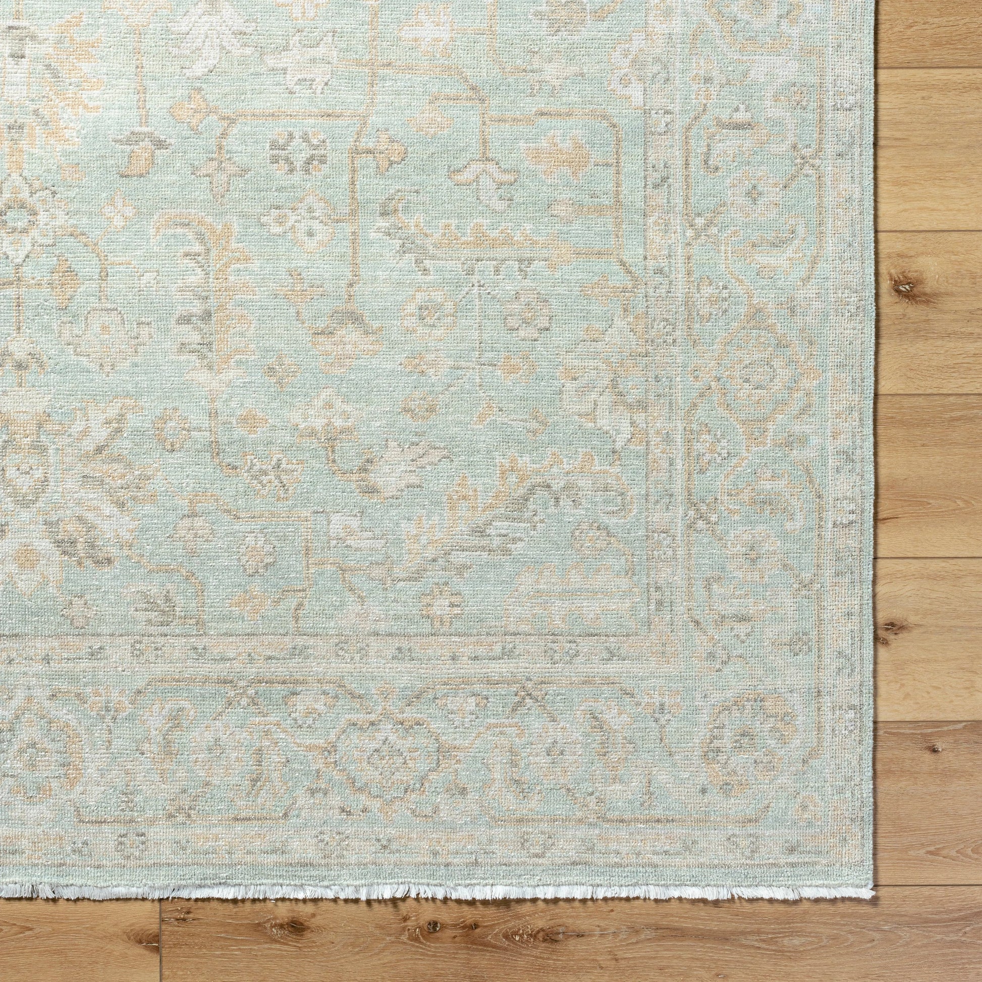 Anelka ANK-2300 Rug by Surya in pale sage, soft ivory, light taupe, misty gray. Made from wool in a unique style.