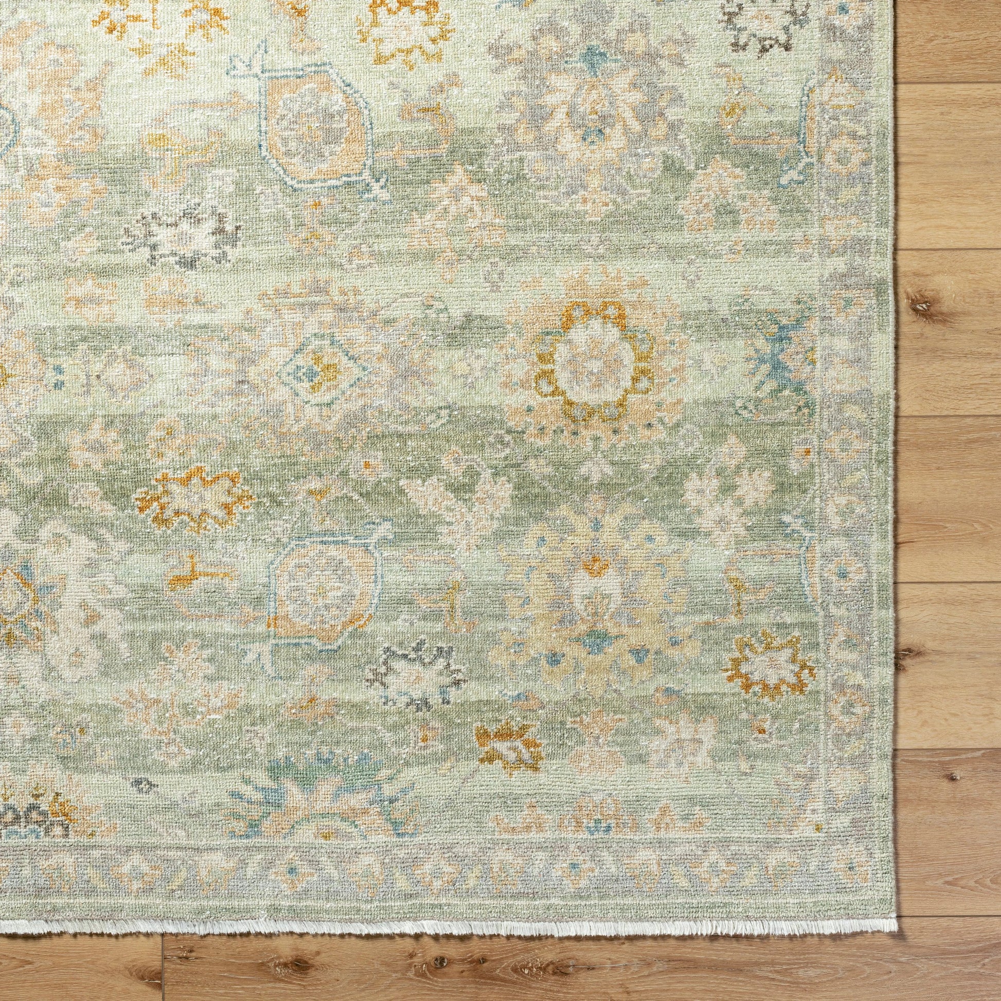 Anelka ANK-2304 Rug by Surya in sage, ivory, gold, slate, taupe. Made from wool in a unique style.