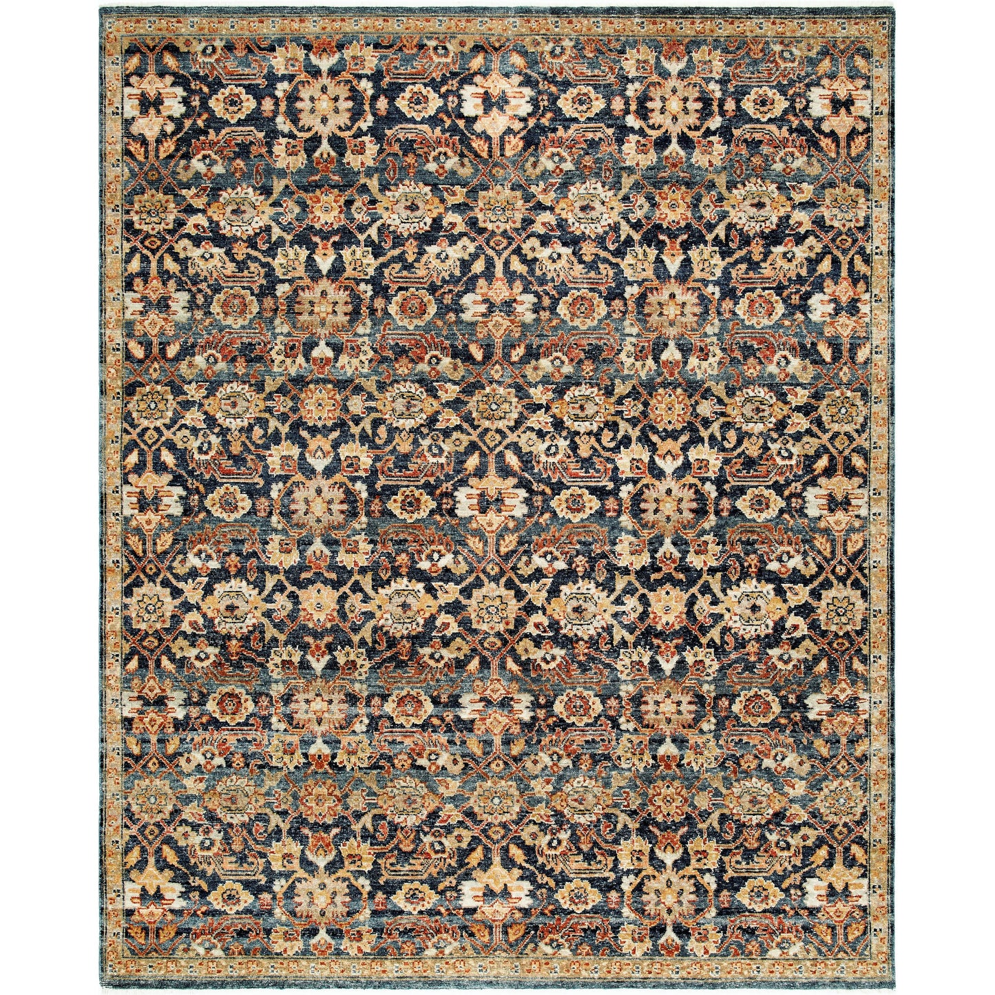 001 SI-2100020,SI-2100021,SI-2100022,SI-2100023,SI-2100024 | Primary Silo | Anelka ANK-2307 Rug by Surya in navy, ivory, rust, gold, slate blue. Made from wool in a unique style.