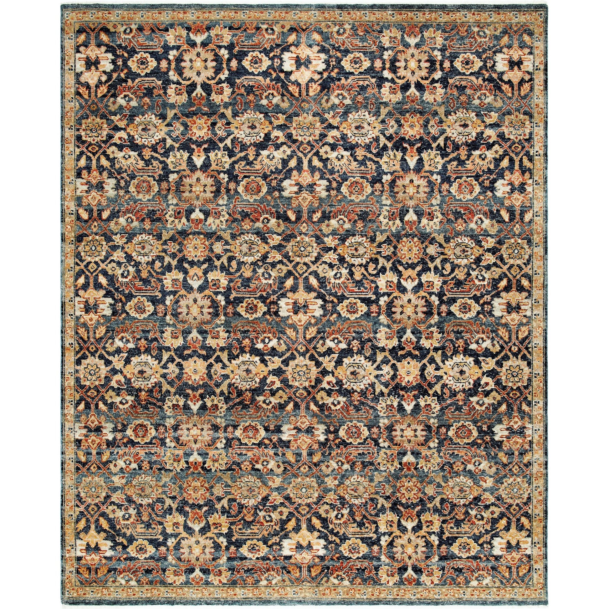 Anelka ANK-2307 Rug by Surya in navy, ivory, rust, gold, slate blue. Made from wool in a unique style.