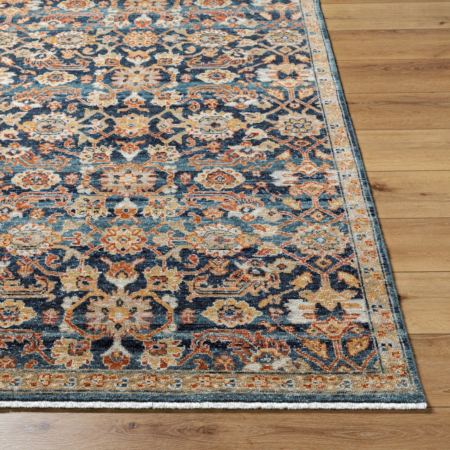 003 SI-2100020,SI-2100021,SI-2100022,SI-2100023,SI-2100024 | Closeup | Anelka ANK-2307 Rug by Surya in navy, ivory, rust, gold, slate blue. Made from wool in a unique style.