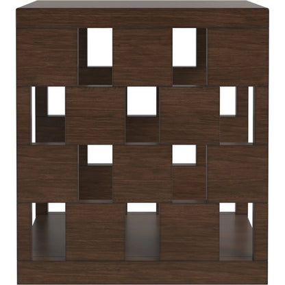 Verge Rectangle End Table by A.R.T. Furniture in handcrated walnut. Made from poplar, parawood solids, burl veneer in a traditional style.