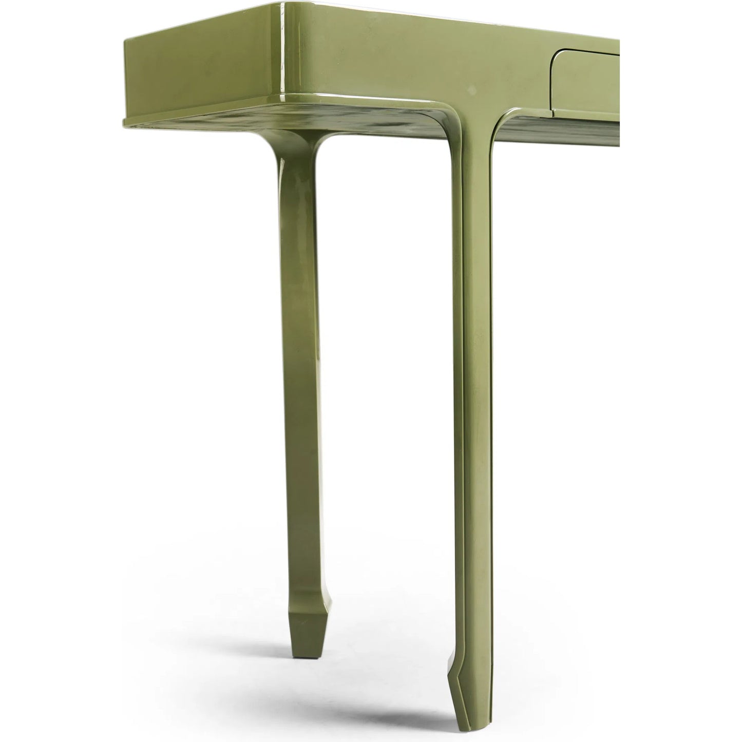 011 SI-2462606 | Closeup | Polly Avo Rectangular Console Table by Jonathan Charles in dor green lacquer. Made from beech in a eclectic & global style.
