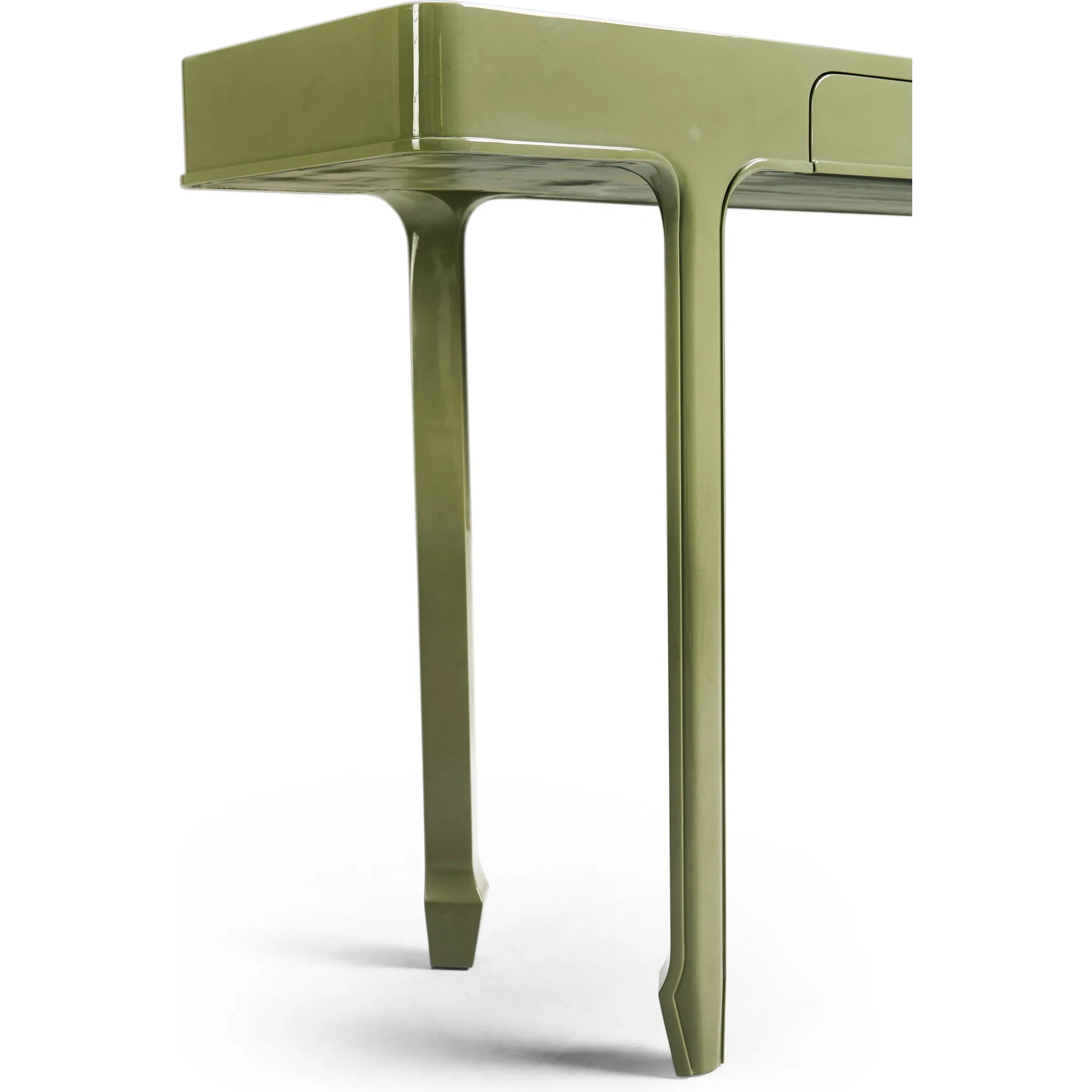 Polly Avo Rectangular Console Table by Jonathan Charles in dor green lacquer. Made from beech in a eclectic & global style.