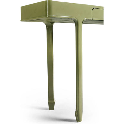 Polly Avo Rectangular Console Table by Jonathan Charles in dor green lacquer. Made from beech in a eclectic & global style.