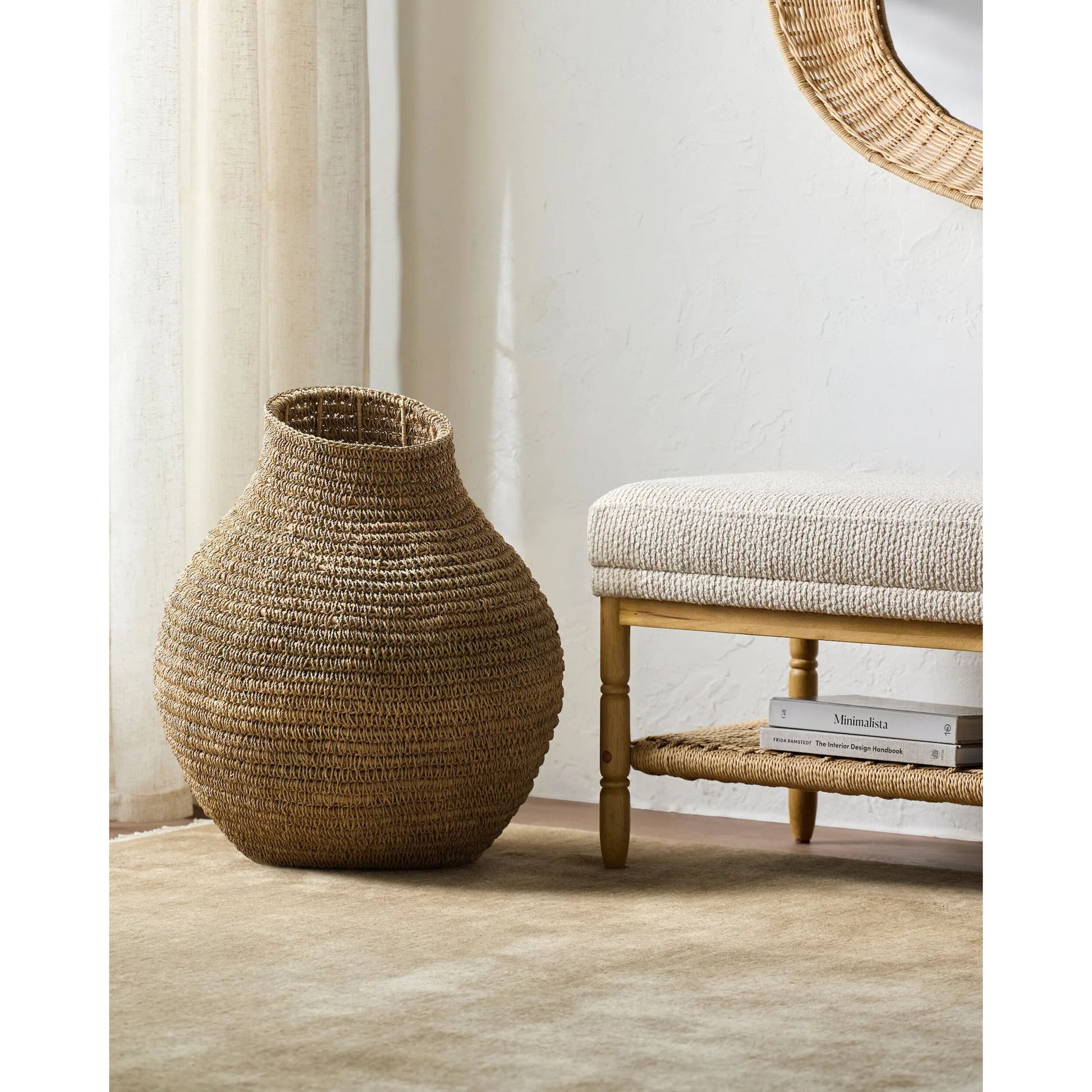 Anouk Basket by Surya in powder coated. Made from seagrass, iron in a unique style.