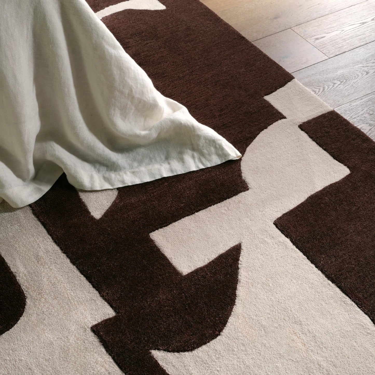 004 SI-2444615,SI-2444616,SI-2444617,SI-2444618,SI-2444619 | Closeup | Anthem ANT04 Rug by Jaipur Living in brown, cream. Made from 60% wool 20% cotton 20% viscose in a unique style.