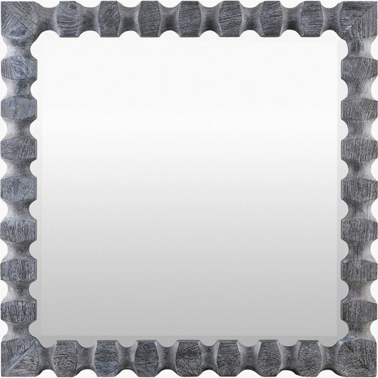 Antilles Accent Mirror by Surya in distressed black. Made from mango wood in a unique style.