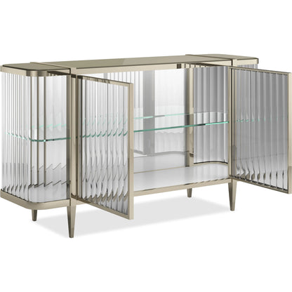 Stop and Stare Console by Caracole. Made from metal, glass, acrylic in a modern style.