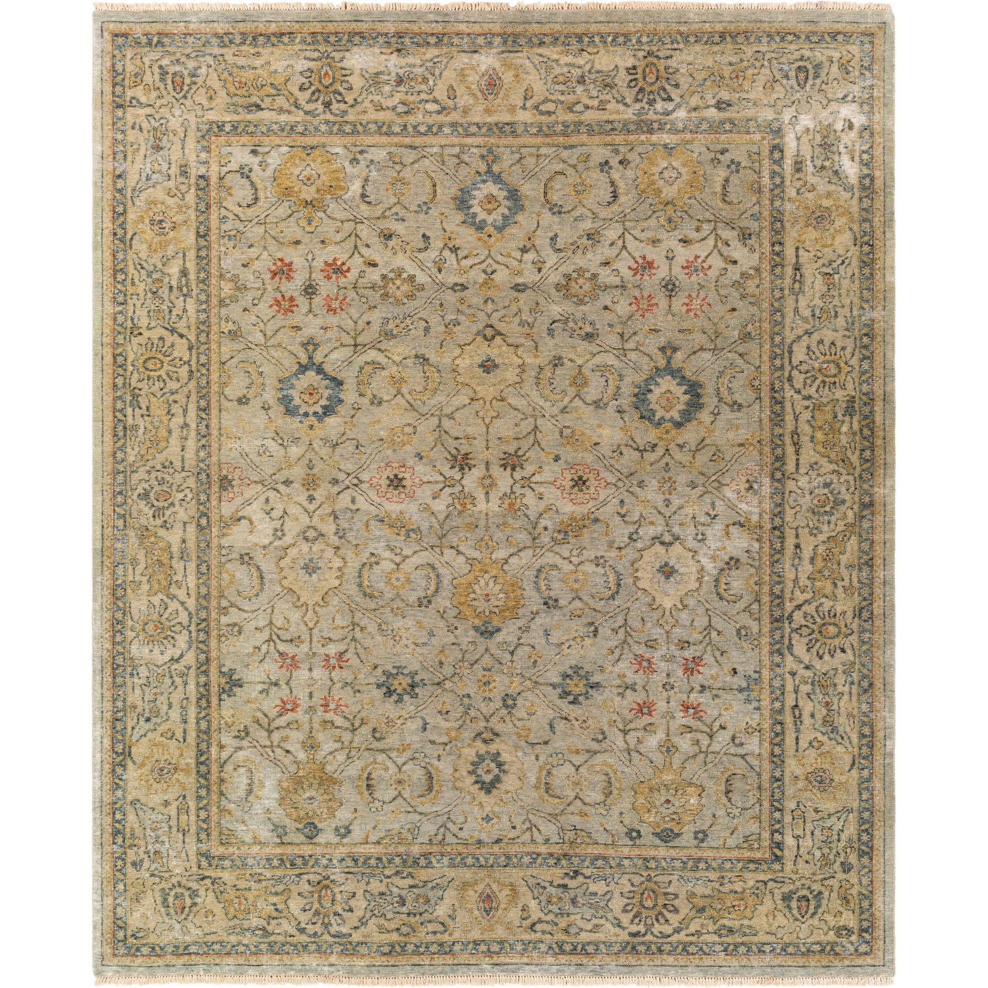 Anatolia Rug - 27225 by Surya in medium green, olive, tan, rust. Made from 100% wool in a unique style.