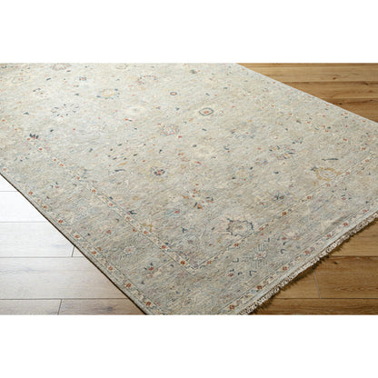 Anatolia Rug - 29819 by Surya in dark blue, ice blue, rust, taupe, charcoal, light sage. Made from 100% wool in a unique style.