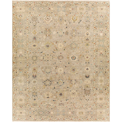 Anatolia Rug - 29819 by Surya in dark blue, ice blue, rust, taupe, charcoal, light sage. Made from 100% wool in a unique style.