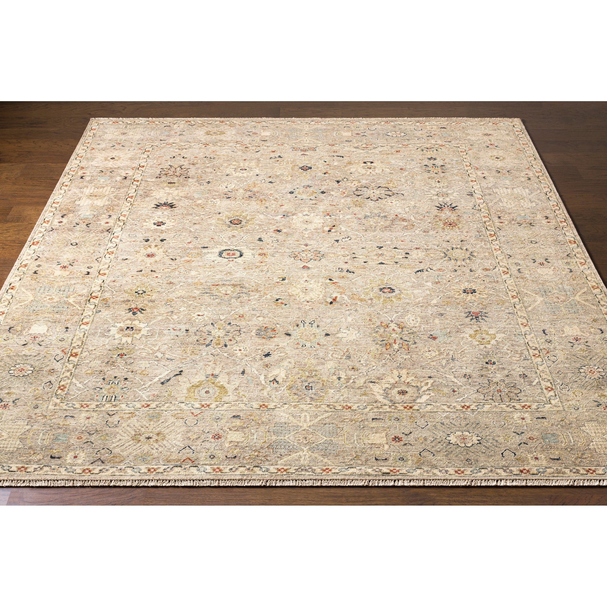 Anatolia Rug - 29819 by Surya in dark blue, ice blue, rust, taupe, charcoal, light sage. Made from 100% wool in a unique style.