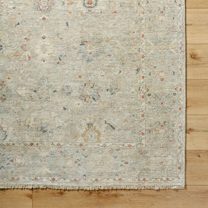 Anatolia Rug - 29819 by Surya in dark blue, ice blue, rust, taupe, charcoal, light sage. Made from 100% wool in a unique style.