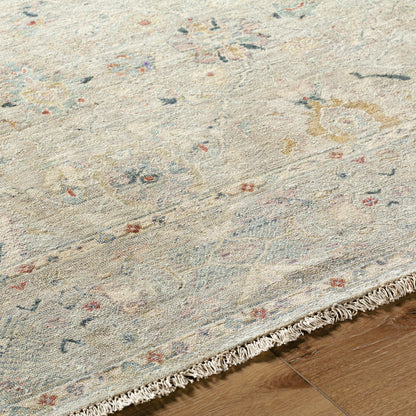 Anatolia Rug - 29819 by Surya in dark blue, ice blue, rust, taupe, charcoal, light sage. Made from 100% wool in a unique style.