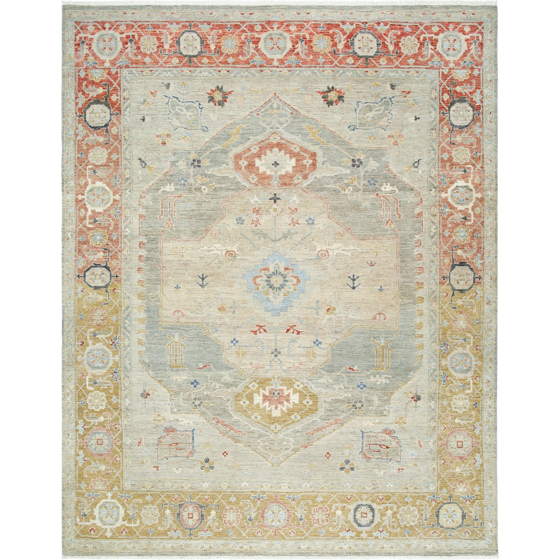 Anatolia ANY-2309 Rug by Surya in light olive, gray, burgundy, camel, olive. Made from wool in a unique style.