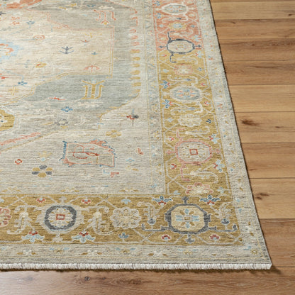Anatolia ANY-2309 Rug by Surya in light olive, gray, burgundy, camel, olive. Made from wool in a unique style.