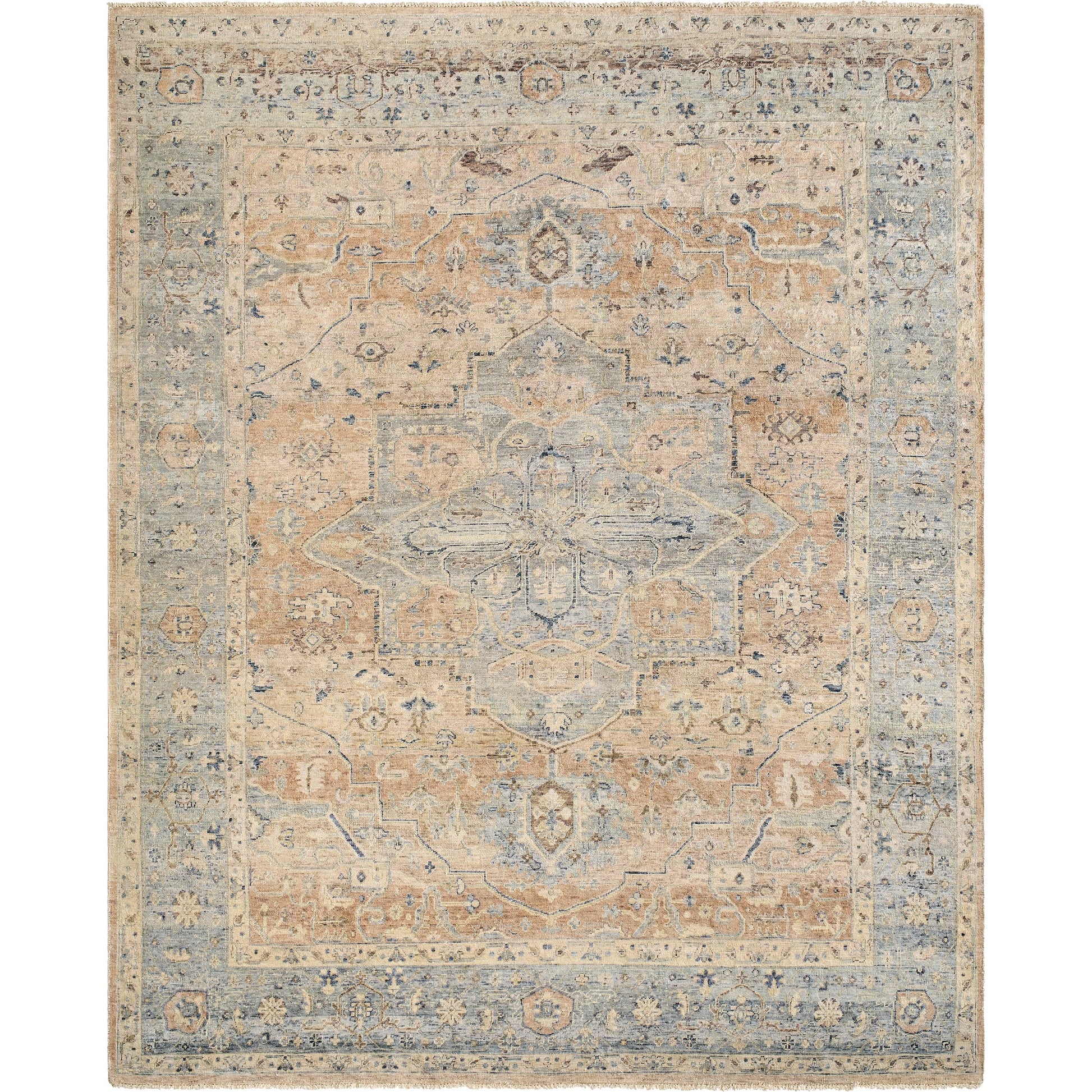 Anatolia Rug - 496507 by Surya in beige, sandstone, sky blue, slate, ivory. Made from face: 100% wool, warp: 100% cotton in a unique style.