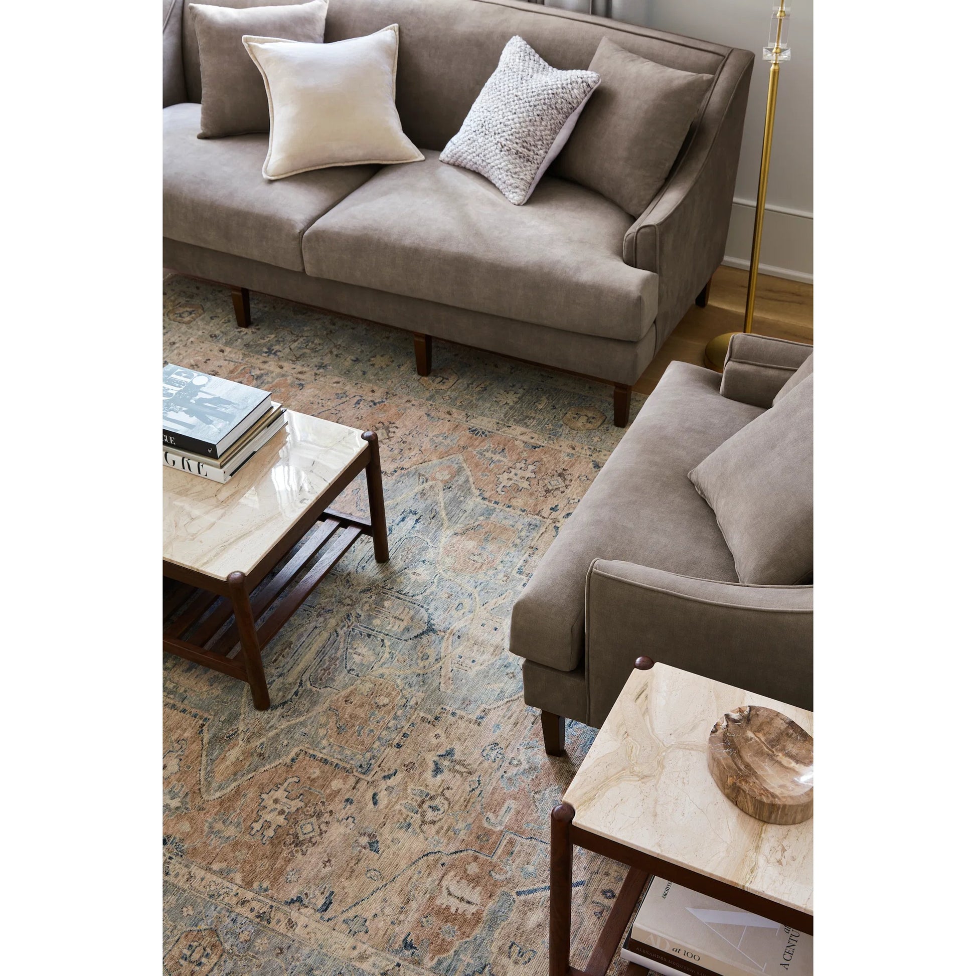 Anatolia Rug - 496507 by Surya in beige, sandstone, sky blue, slate, ivory. Made from face: 100% wool, warp: 100% cotton in a unique style.