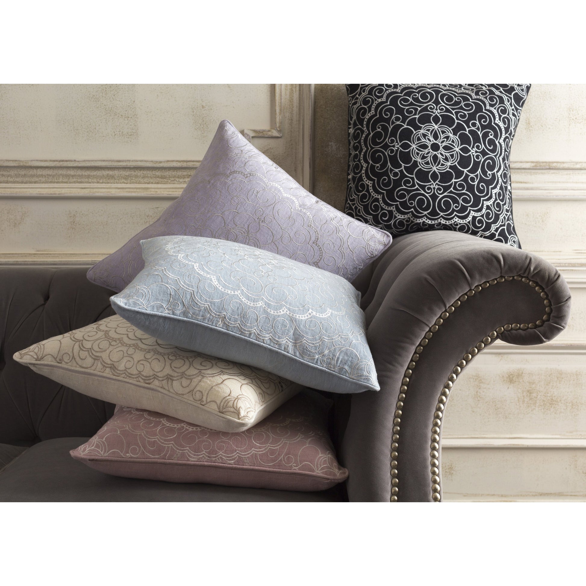 Adagio Pillow - 33849 by Surya. Made from front: 100% linen, back: 100% linen in a traditional style.