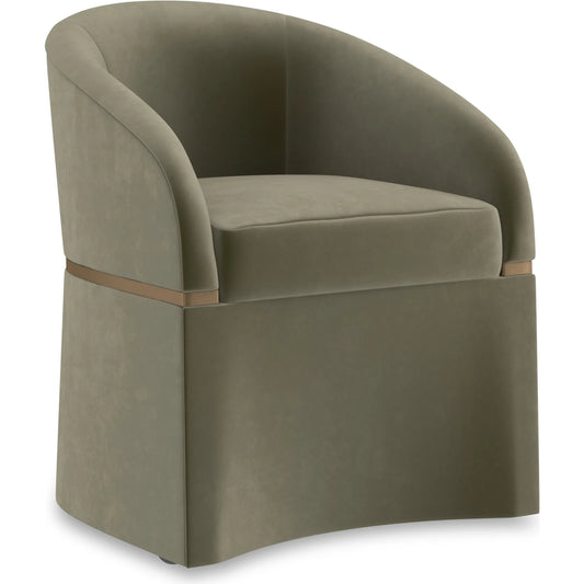 Dune Accent Chair by Caracole in green and brushed gold paint. Made from birch in a unique style.