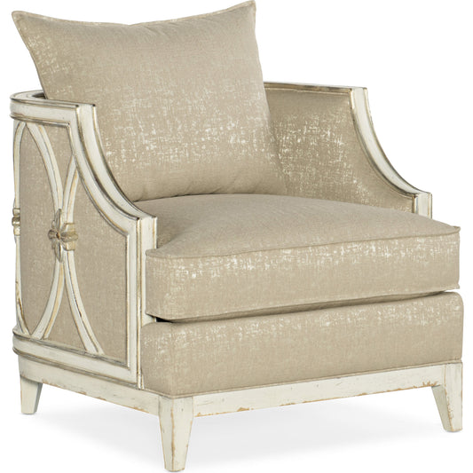 Mariette Lounge Chair by Hooker Furniture in beige and chalet, glitter pearl. Made from oak veneers, fabric in a modern style.