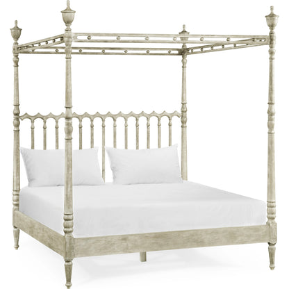 William Yeoward Morris King Bed by Jonathan Charles in grey and greyed oak. Made from oak in a cottage & farmhouse style.