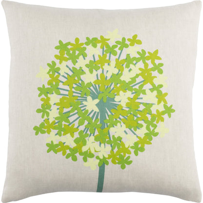 Agapanthus Pillow - 6785 by Surya in teal, grass green, lime, beige. Made from 55% linen, 45% cotton in a cottage & farmhouse style.