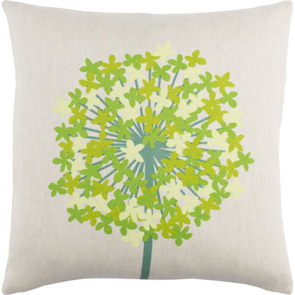 Agapanthus Pillow - 6785 by Surya in teal, grass green, lime, beige. Made from 55% linen, 45% cotton in a cottage & farmhouse style.