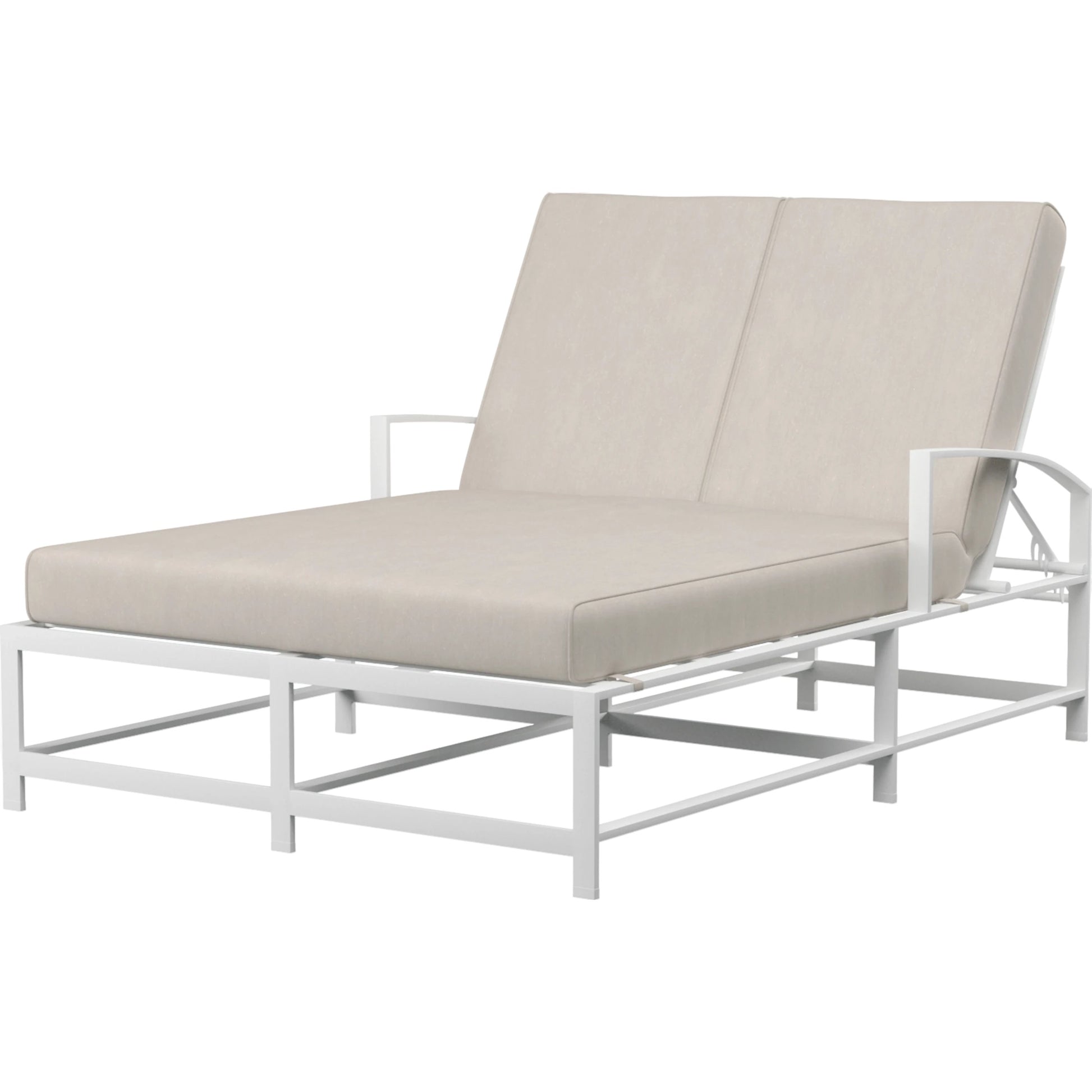Bristol Outdoor Chaise in Canvas Flax w/ Self Welt by Sunset West in white. Made from aluminum in a modern style.