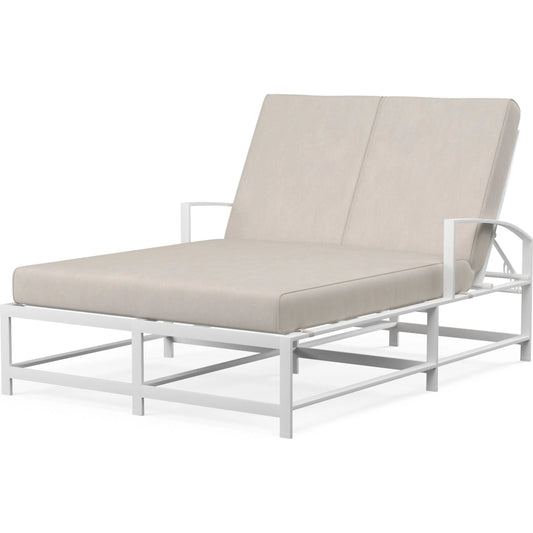 Bristol Outdoor Double Chaise in Canvas Flax w/ Self Welt by Sunset West in white. Made from aluminum in a modern style.