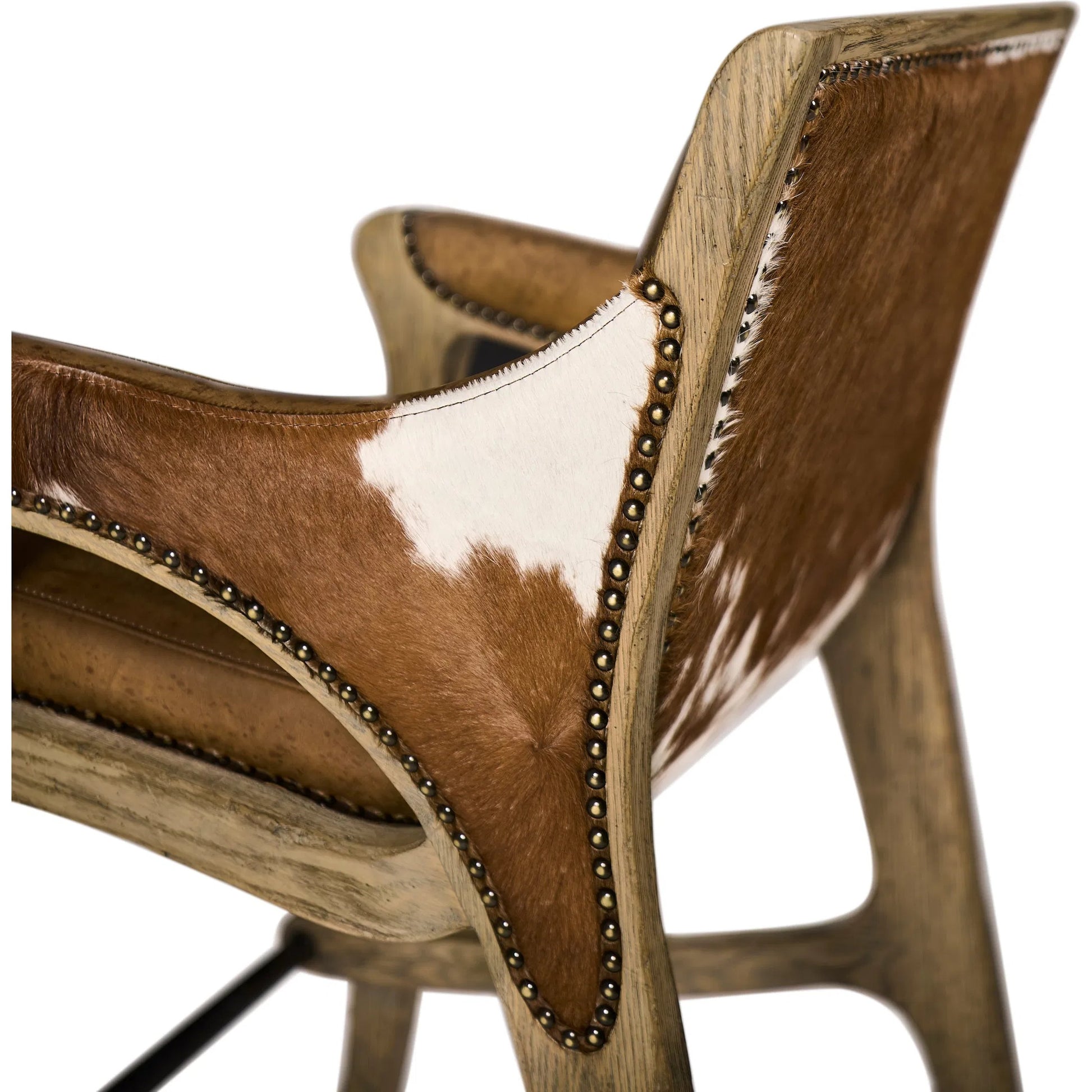 Echo Canyon Leather & Hide Bar Stool by Jonathan Charles in faded oak. Made from oak in a traditional style.