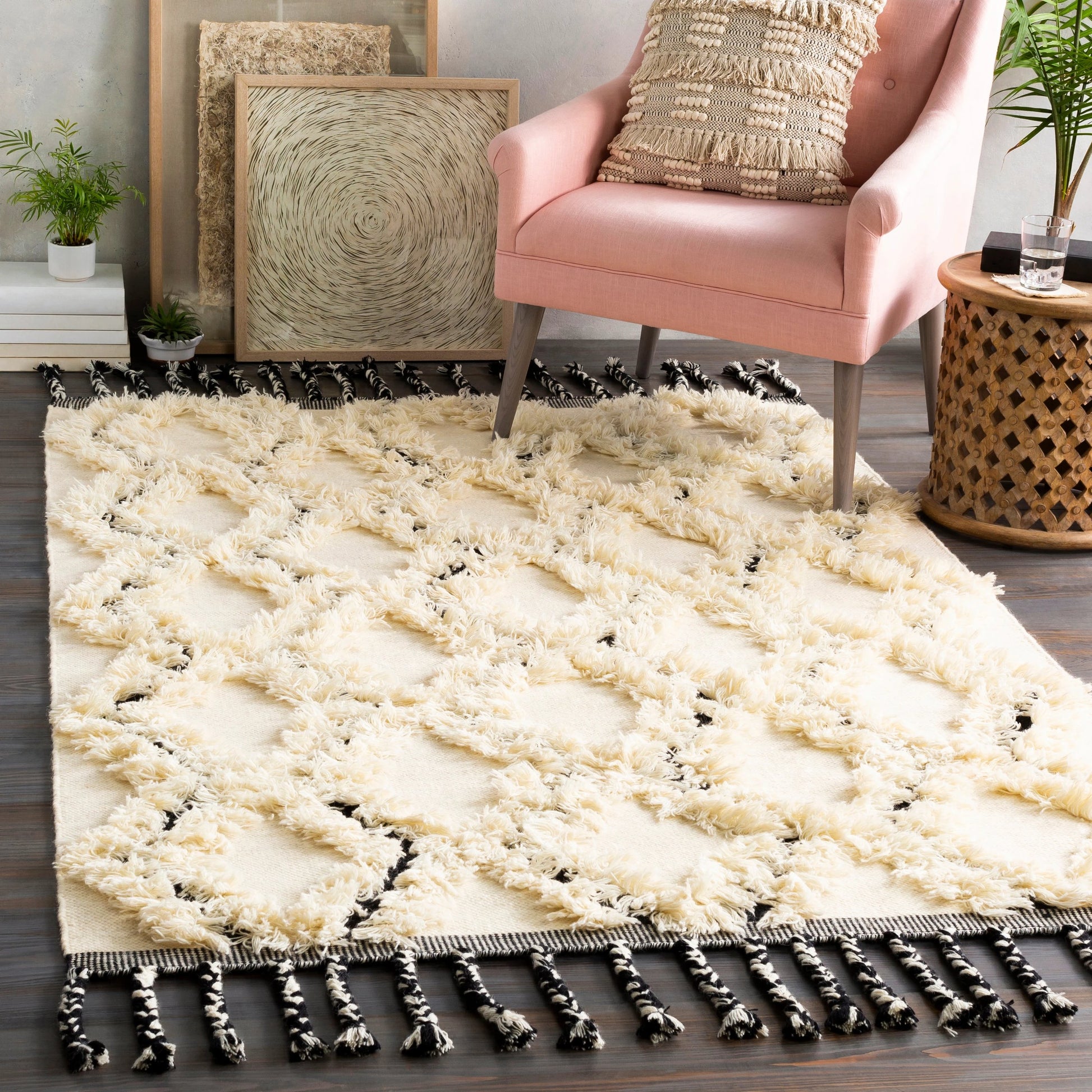 Apache APA-2300 Rug by Livabliss in cream, black. Made from 100% wool in a unique style.