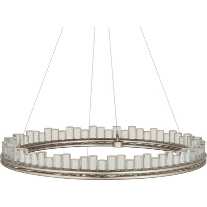 Pleiades Chandelier by Currey and Company in contemporary silver leaf, contemporary silver, clear. Made from wrought iron, seeded crystal in a modern style.