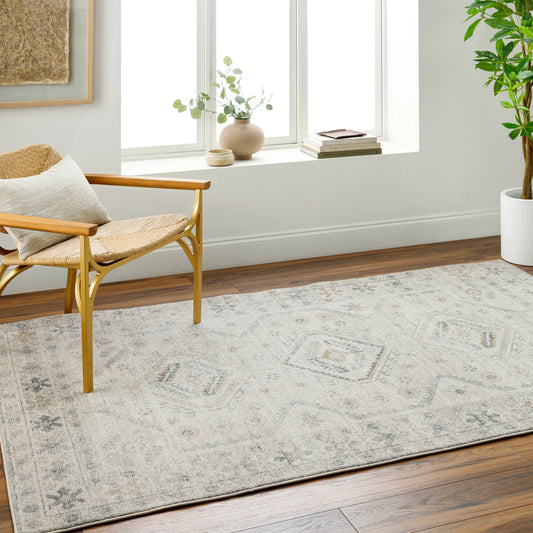Alpharetta Rug - 494389 by Livabliss in cream, light beige, medium gray, charcoal, amber. Made from face: 100% polypropylene, warp: 100% polyester in a unique style.