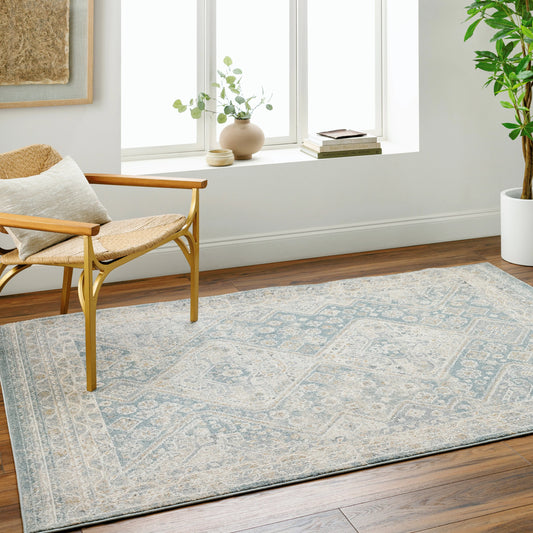Alpharetta APH-2312 Rug by Livabliss in light beige, medium gray, cream, blue, amber, charcoal. Made from polypropylene in a unique style.