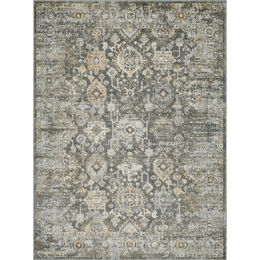 Alpharetta APH-2318 Rug by Livabliss in charcoal, amber, medium gray, light beige, cream, blue. Made from polypropylene in a unique style.