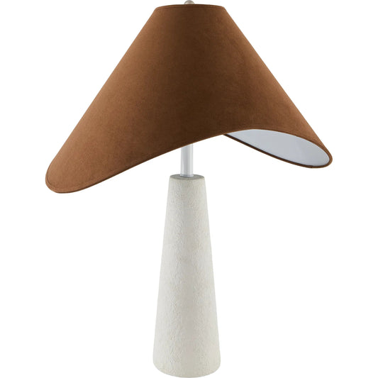 Apuila Accent Table Lamp by Surya in body: white; shade (outside): tan; shade (inside): white; cord: white and hand painted. Made from concrete, polyester in a unique style.