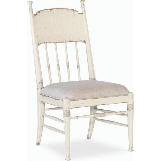 Americana Upholstered Seat Side Chair by Hooker Furniture in beige. Made from oak veneers and fabric in a cottage & farmhouse style.