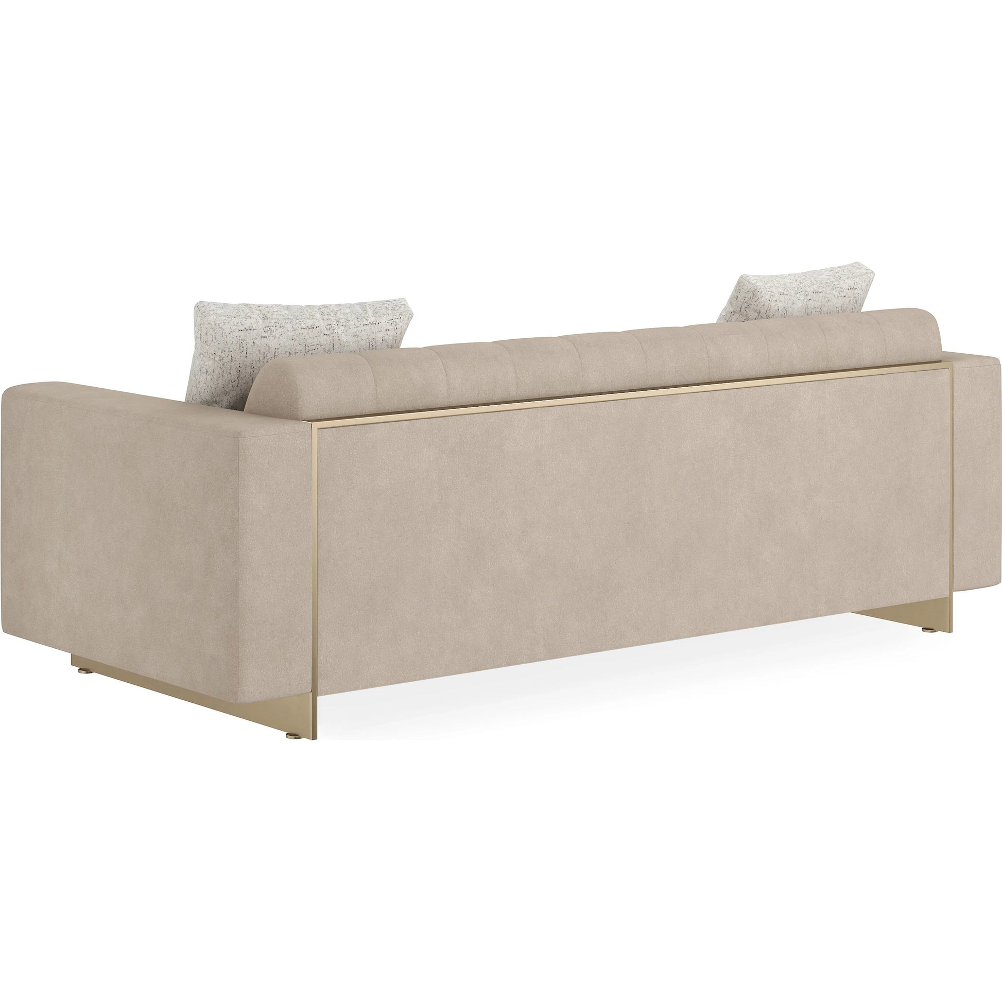 Well Balanced 84" Sofa by Caracole in moonstone and whisper of gold. Made from metal in a transitional style.