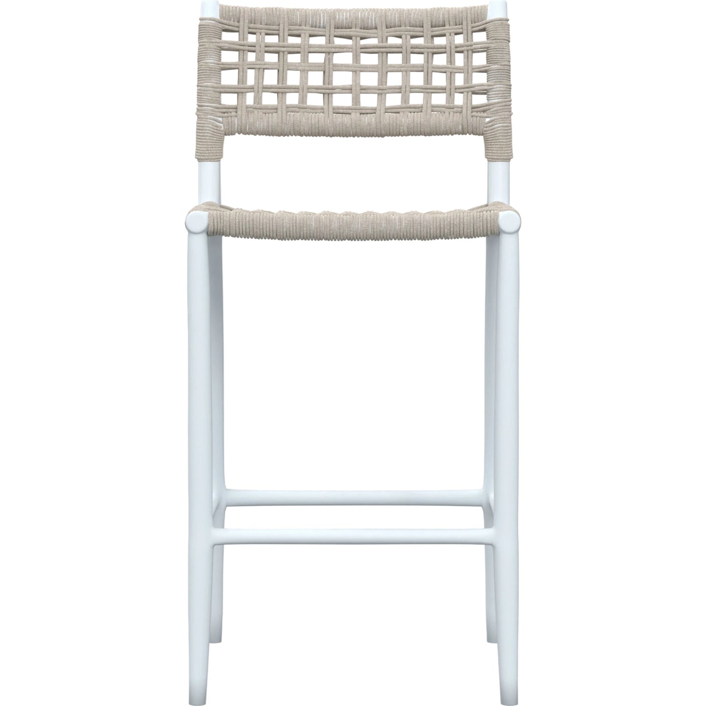 001 SI-2167188 | Primary Silo | Bahia Outdoor Barstool by Sunset West in frost. Made from aluminum / olefin rope in a coastal style.