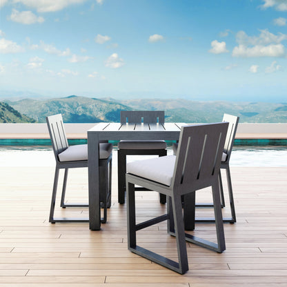 Redondo Outdoor Barstool by Sunset West in slate. Made from aluminum in a modern style.