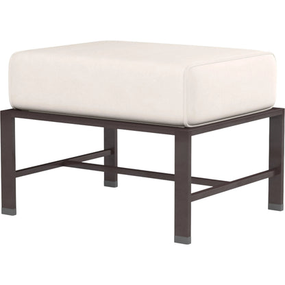 La Jolla Outdoor Ottoman by Sunset West in browns. Made from aluminum in a modern style.