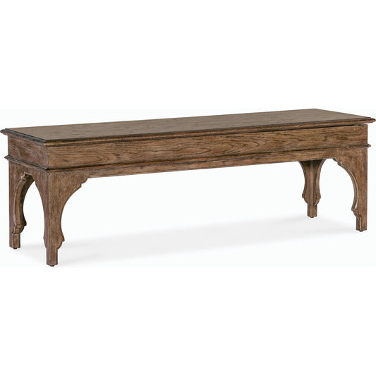 Americana Bed Bench by Hooker Furniture in brown and honey finish. Made from oak veneers with solid-wood edge top in a traditional style.