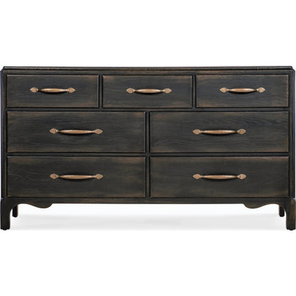 Americana 7-Drawer Dresser by Hooker Furniture. Made from oak veneers and cedar veneers with solid-wood edge top in a cottage & farmhouse style.