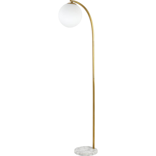 Aquilon Floor Lamp - 524581 by Surya in brass. Made from body: metal, base: marble, shade (outside): glass in a modern style.