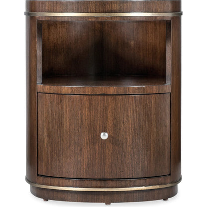Melange Contours Side Table by Hooker Furniture in dark wood and walnut. Made from unique in a modern style.