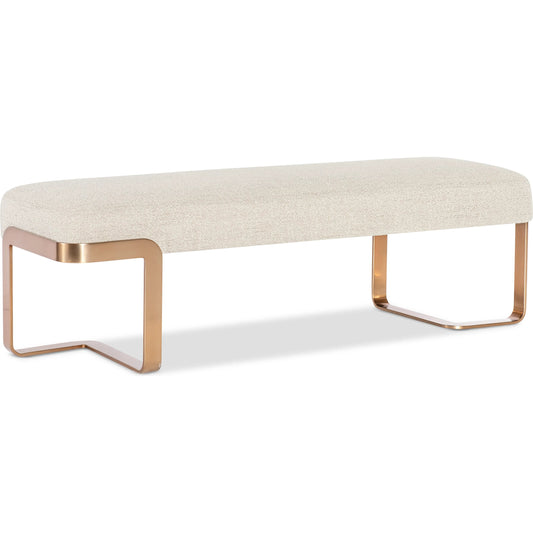 Eleana Bed Bench by Hooker Furniture in beige and sunlit bronze metal. Made from metal, fabric in a modern style.