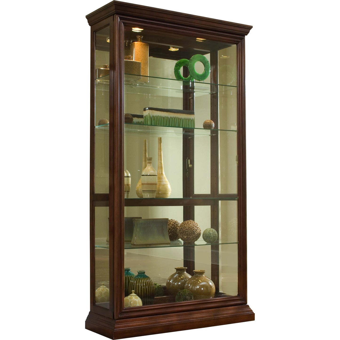 001 SI-2155653 | Primary Silo | 43'' Wide Two Way Sliding Door Curio Display Cabinet in Warm Brown by Pulaski Furniture in warm mid-tone. Made from hardwood solids in a traditional style.