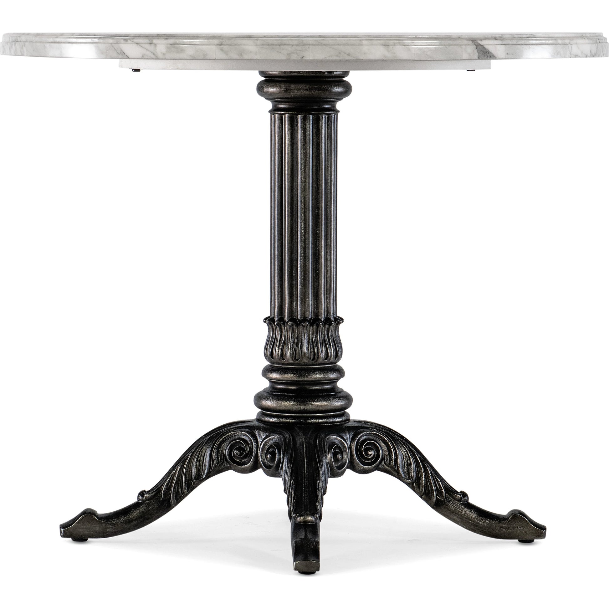 Charleston Bistro Table by Hooker Furniture in garden gate black. Made from resin with veneered carrara stone in a modern style.